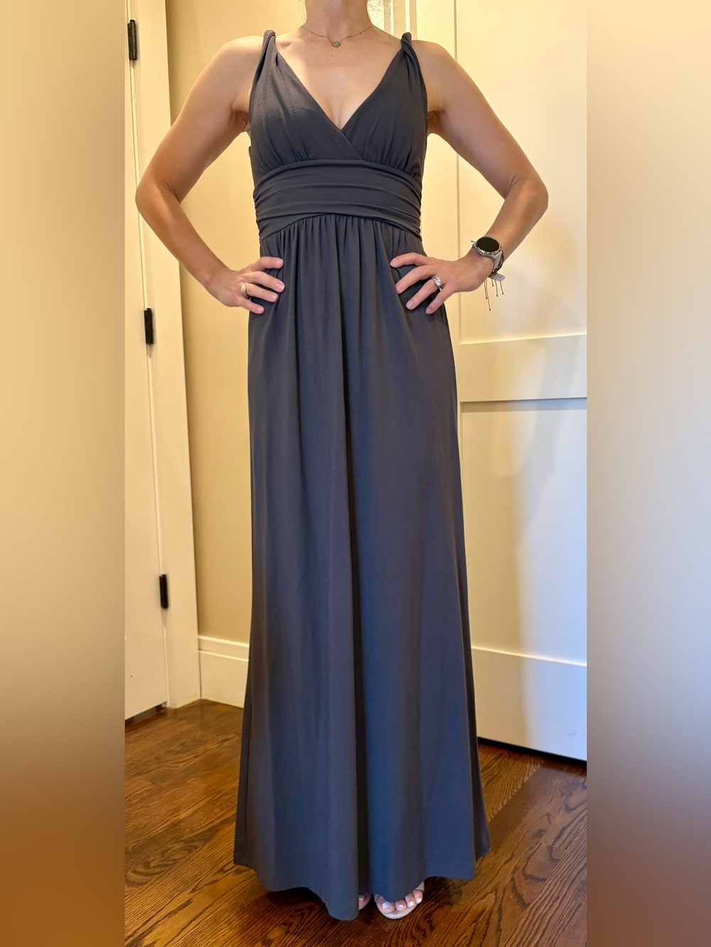Women's Slate Gray V-Neck Maxi Dress